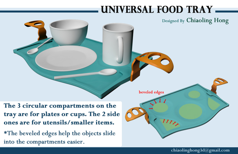 Universal Food Tray (Within Reach Design Competition) 3D Print 100283
