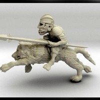 Small 52mm Goblin Knight Charging on Giant Wolf 3D Printing 104163