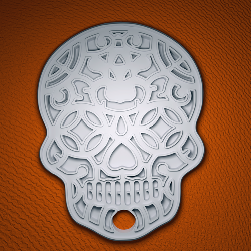 Sugar Skull Key Ring 3D Print 104918