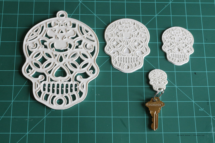 Sugar Skull Key Ring 3D Print 104953