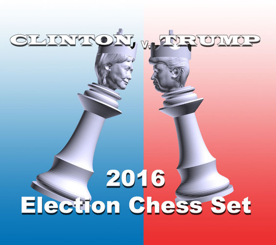 Clinton vs Trump Chess Set 3D Print 105457