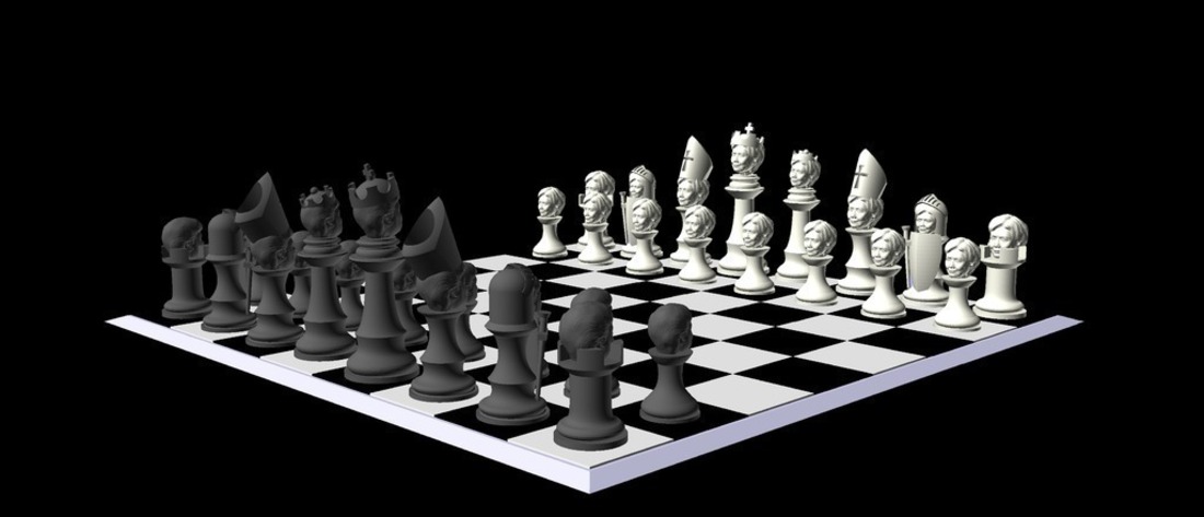 Clinton vs Trump Chess Set 3D Print 105463
