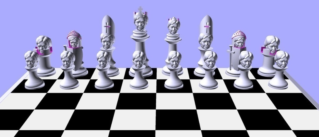 Clinton vs Trump Chess Set 3D Print 105464