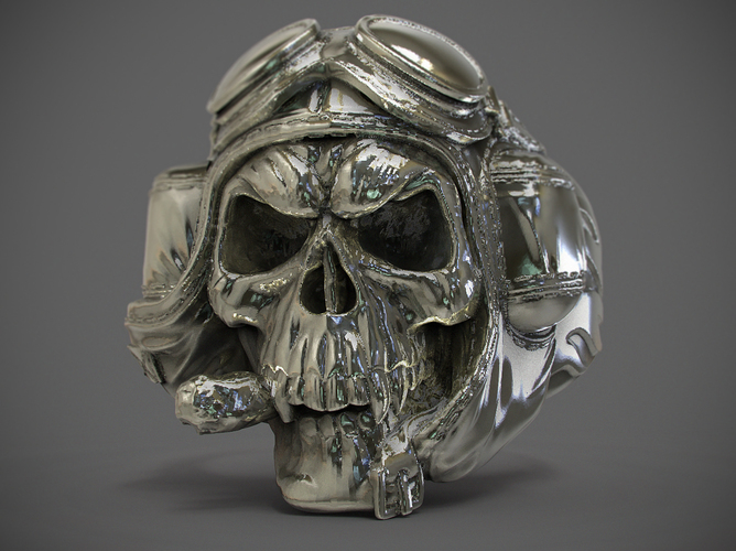 ring "Skull pilot" 3D Print 105808