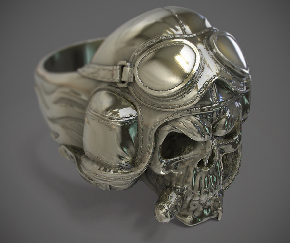 ring "Skull pilot" 3D Print 105809