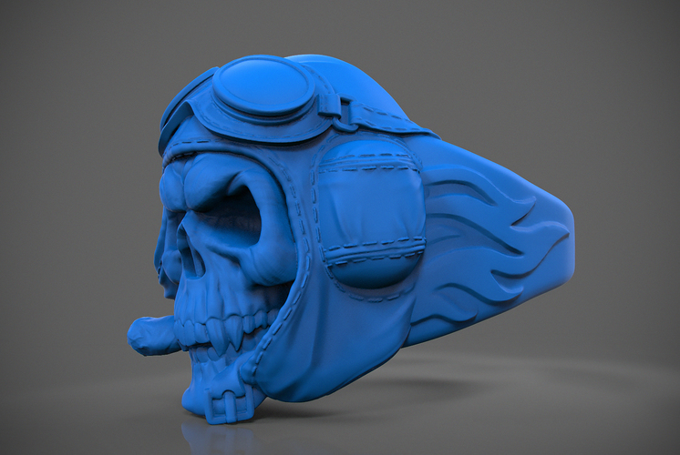 ring "Skull pilot" 3D Print 105810