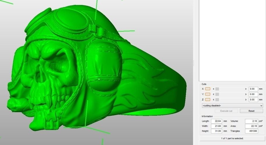 ring "Skull pilot" 3D Print 105813