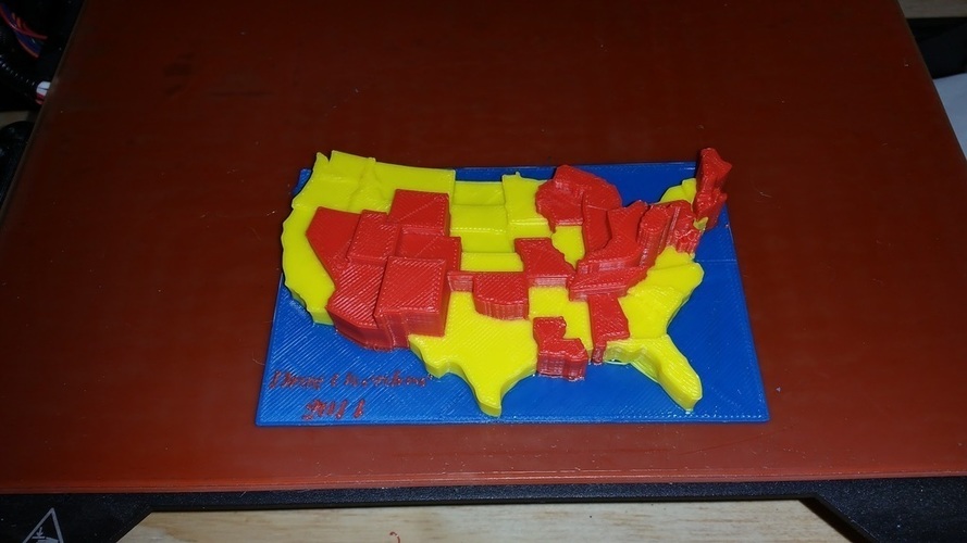 48 States Drug Overdose per 100K 2014 (3 colors) 3D Print 106678
