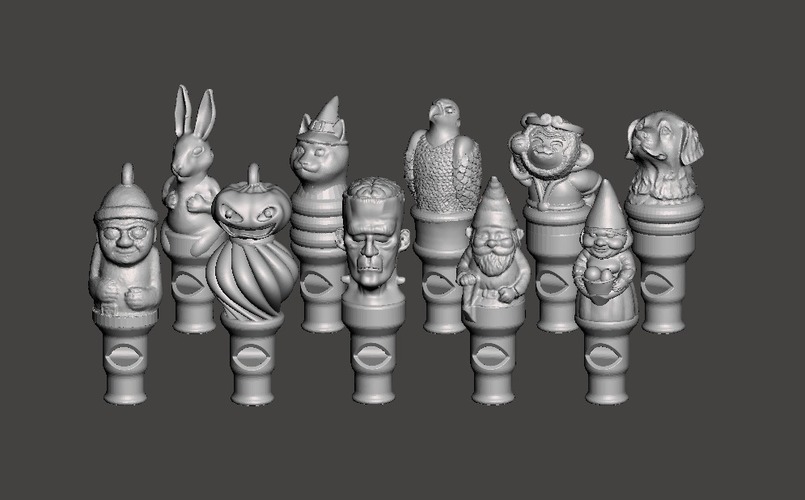 10 Character Whistles 3D Print 108370