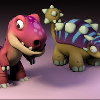 Small Two Dinosaurs without support 3D Printing 10928