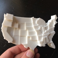 Small United States by Average Daily Precipitation 3D Printing 110109