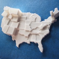 Small United States by UFO sightings (no border) 3D Printing 110112