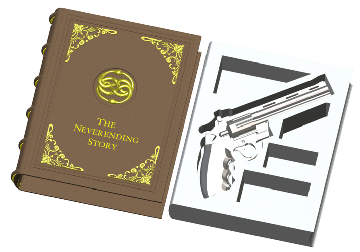 The Secret Book Box & Gun (Colt Python .357 Magnum) 3D Print 118113