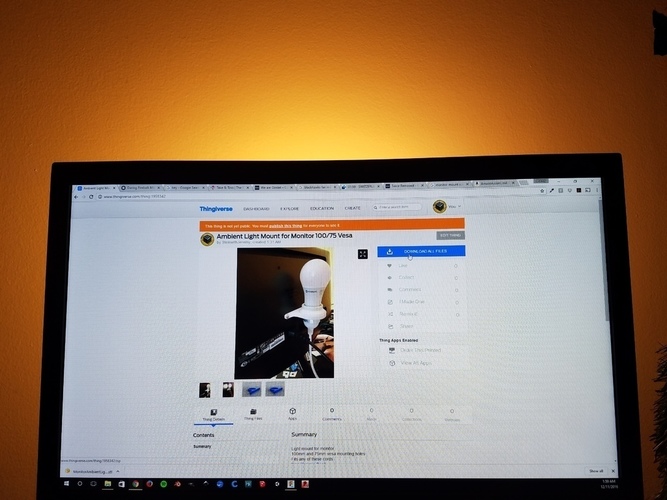 Ambient Light Mount for Monitor 100mm Vesa 3D Print 118364 Ambient Light Mount for Monitor 100mm Vesa 3D Print 118364