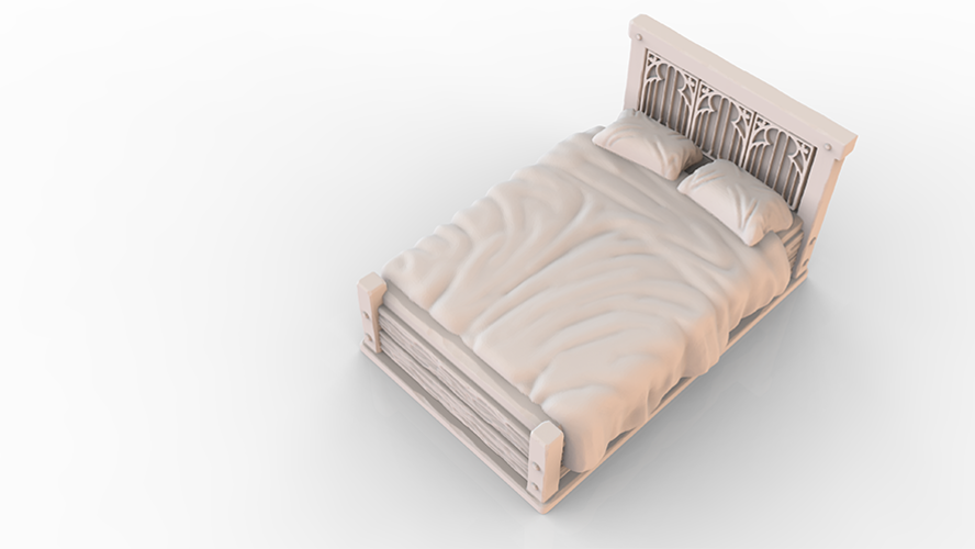 HG3D Household Bed - 28mm 3D Print 118922 HG3D Household Bed - 28mm 3D Print 118922