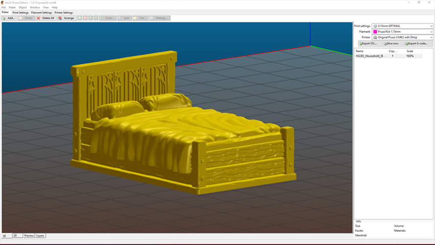 HG3D Household Bed - 28mm 3D Print 118927 HG3D Household Bed - 28mm 3D Print 118927