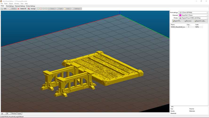 HG3D Household Table - 28mm 3D Print 118970 HG3D Household Table - 28mm 3D Print 118970