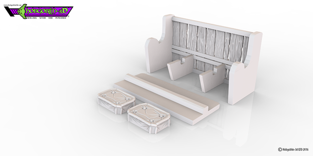HG3D Worship Pew- 28mm 3D Print 119768 HG3D Worship Pew- 28mm 3D Print 119768