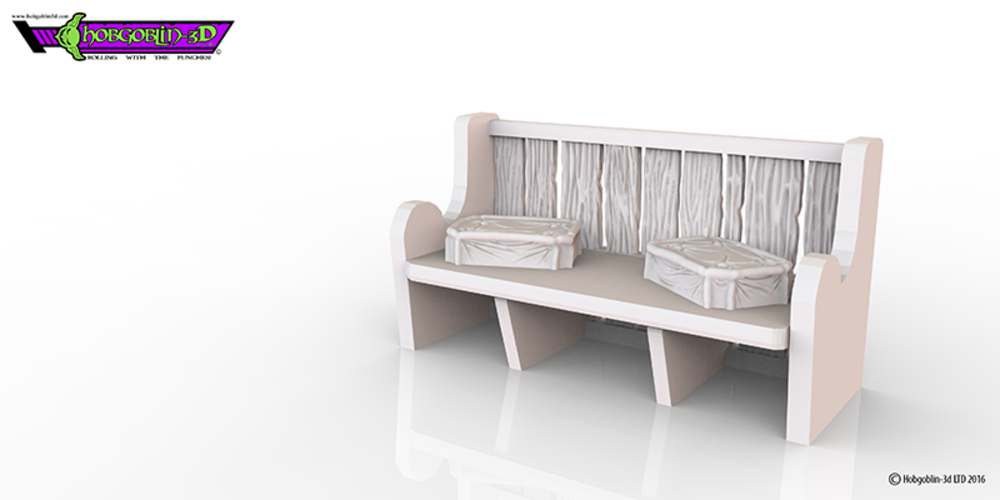 HG3D Worship Pew- 28mm 3D Print 119770 HG3D Worship Pew- 28mm 3D Print 119770