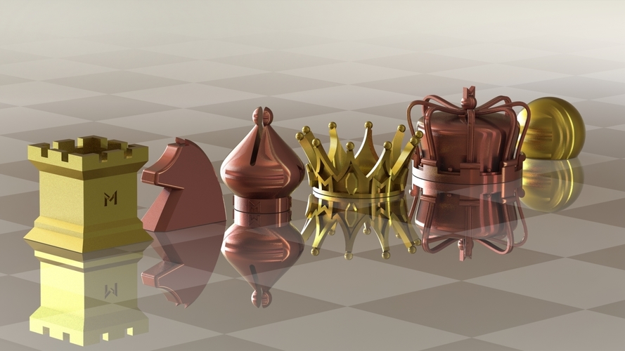 MILOSAURUS Chess Symbols Chess Set 3D Print 119863
