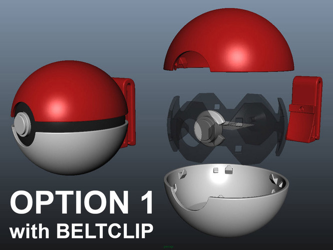 PokeBall with Belt Clip 3D Print 120966