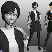 Small Karl the short hair girl in streetwear outfit 3D Printing 120980