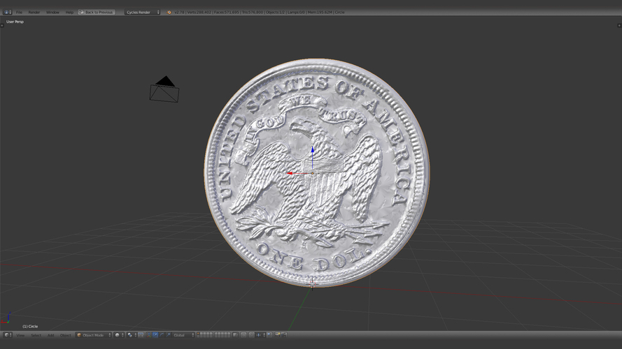 1870 S Seated Liberty Dollar US Coin 3D Print 123134