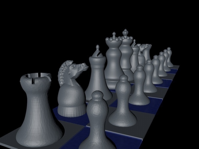 Chess Game "easy print" 3D Print 125410