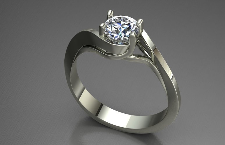 Solitaire Ring 3D Print 127622