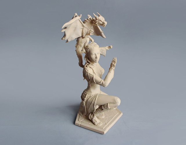 Woman and Dragon 3D Print 129401 Woman and Dragon 3D Print 129401