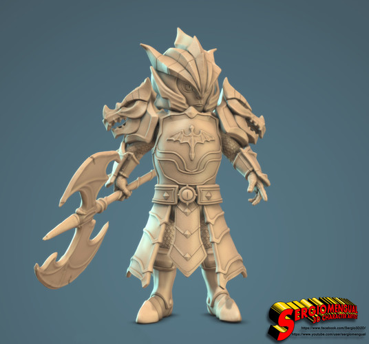 Laika Fire Knight 3,5 inches Tall 3D Print 130002 Laika Fire Knight 3,5 inches Tall 3D Print 130002