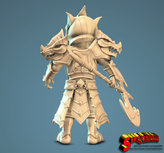 Laika Fire Knight 3,5 inches Tall 3D Print 130005 Laika Fire Knight 3,5 inches Tall 3D Print 130005