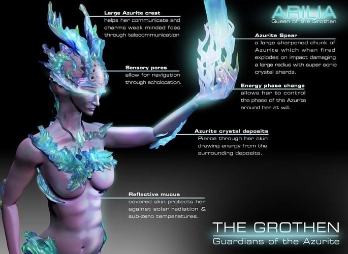 Arilia the Grothen Queen. 3D Print 130867