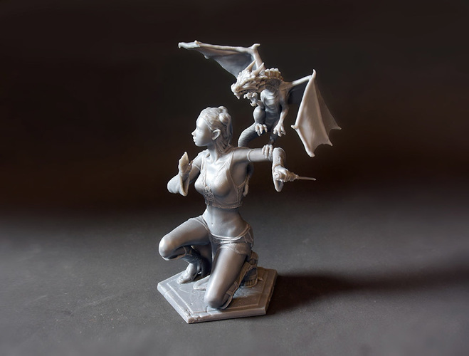 Woman and Dragon 3D Print 131170 Woman and Dragon 3D Print 131170