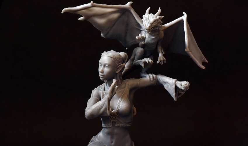 Woman and Dragon 3D Print 131171 Woman and Dragon 3D Print 131171