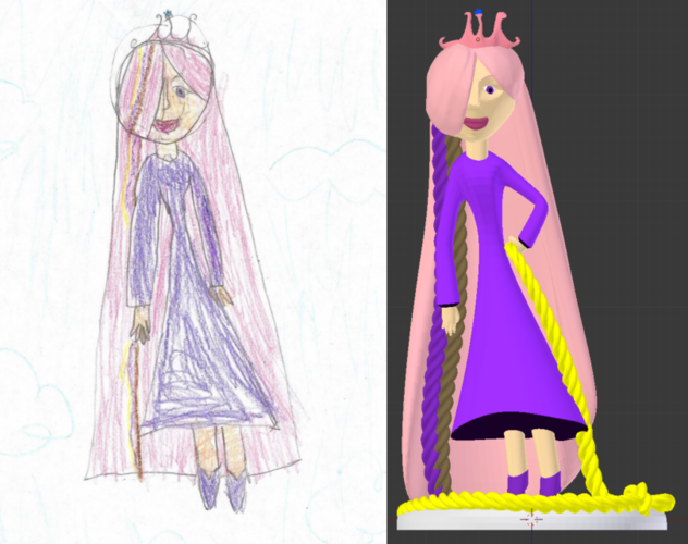 Kid Drawing to 3D model - Princess Kyera 3D Print 132200