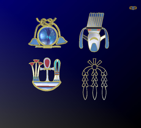Egyptian Hieroglyphics Pendants/Charms 3D Print 133753 Egyptian Hieroglyphics Pendants/Charms 3D Print 133753