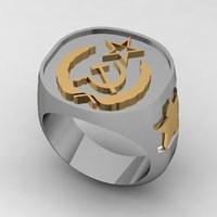 Small Soviet Russian Signet Ring 3D Printing 133873