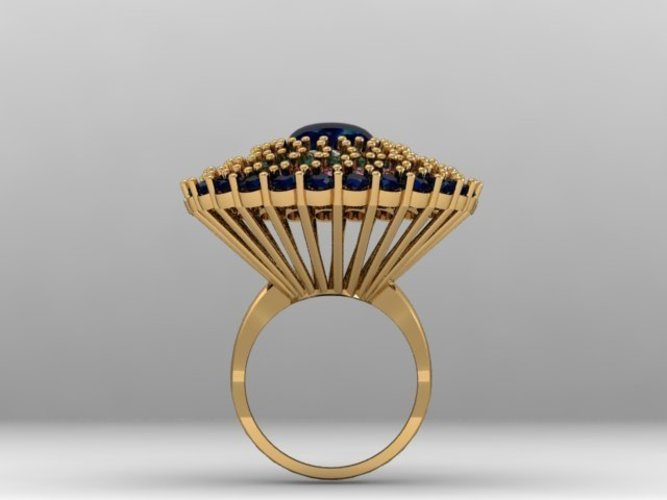 Cluster Stones Fashion Ring 3D Print 133910