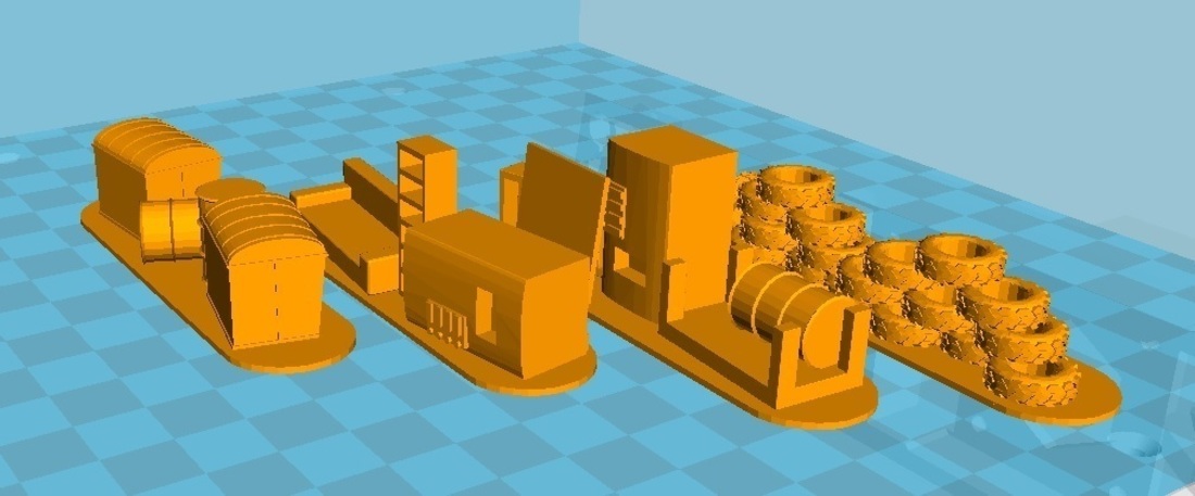 4 Barricades Post Apo, Set 1 - Wargame scenery 3D Print 137462