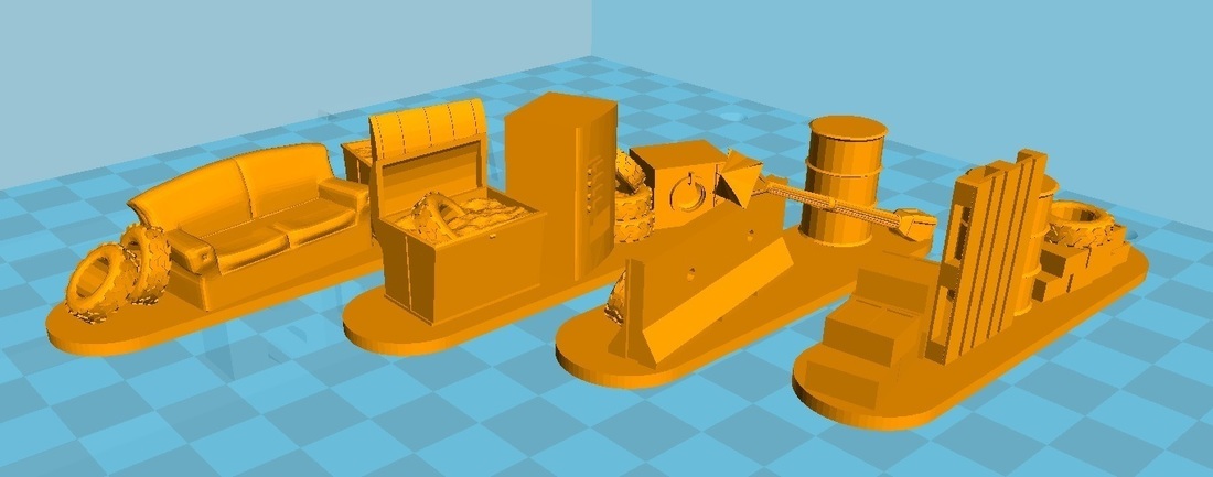 4 Barricades Post Apo, Set 2 - Wargame scenery  3D Print 137463