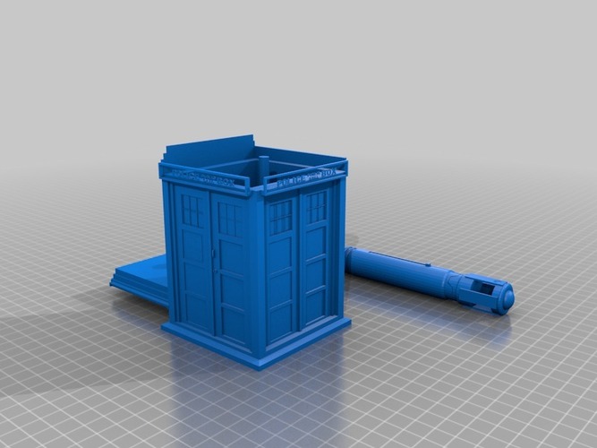 a whovian's dream tardis with console inside and sonic screwdriv 3D Print 14185