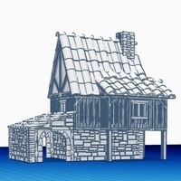 Small Medieval House 1 , for warhammer or other game - Wargame scenery 3D Printing 142210