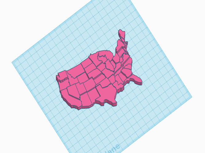 USA Braille Map: Feel The World 3D Print 142977