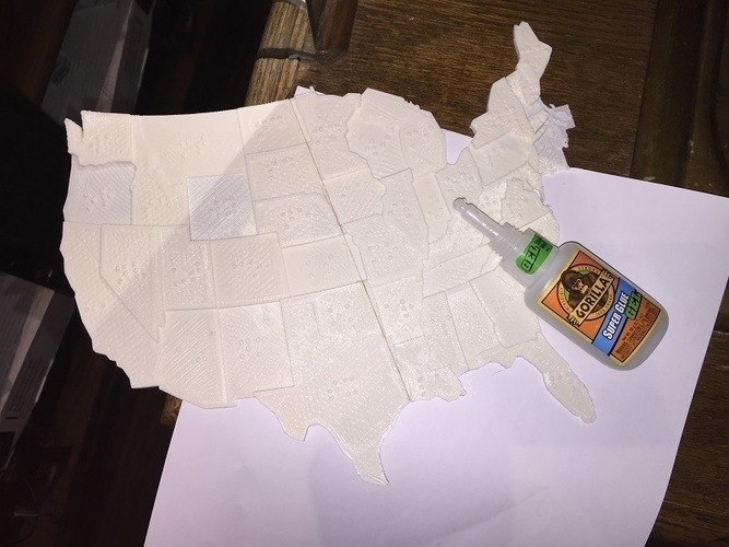 USA Braille Map: Feel The World 3D Print 142986