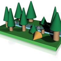 Small pine forest  with river 3D Printing 14338