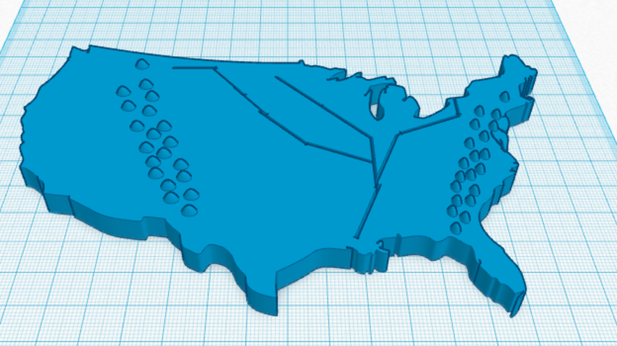 Geographic Map of The USA 3D Print 143380