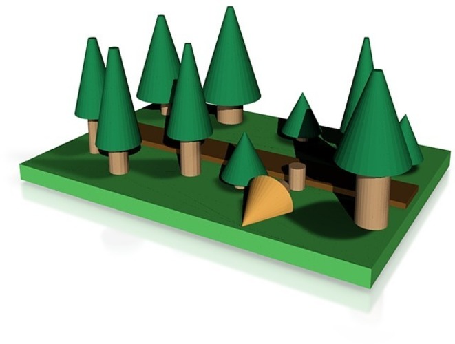 pine forest with path 3D Print 14340