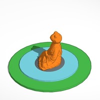 Small meditating frog in pond on rock 3D Printing 14345