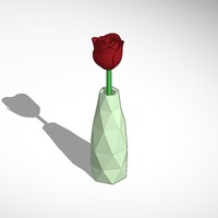 Small rose in a vase 3D Printing 14353